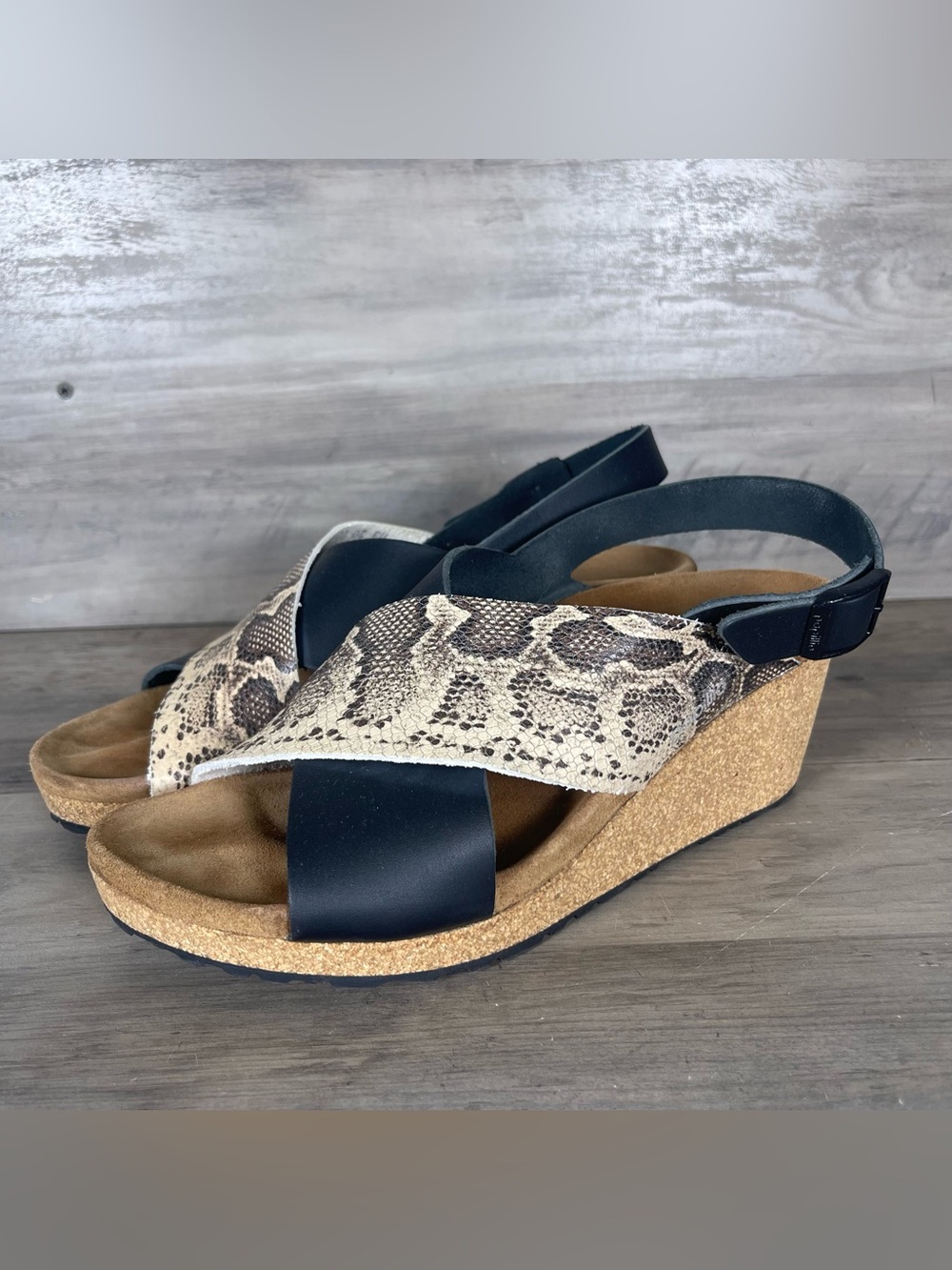 Birkenstock Papillio Samira‎ Wedge Snakeprint Strappy Sandals
Womens 8 EU39 EUC